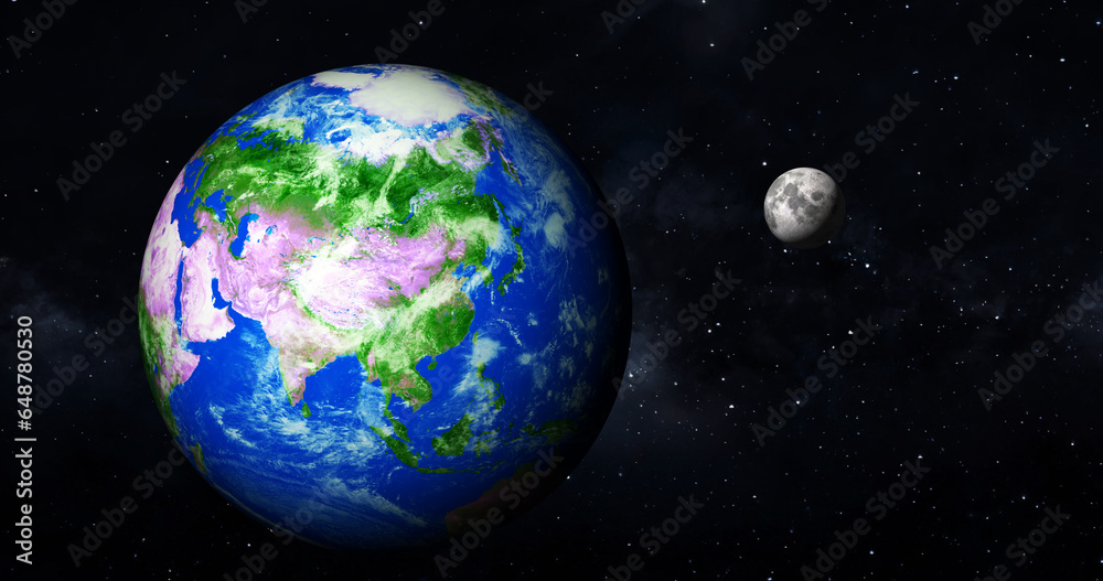 Flat vector illustration of Earth.Earth planet in sun rays. Elements of this image are furnished by NASA