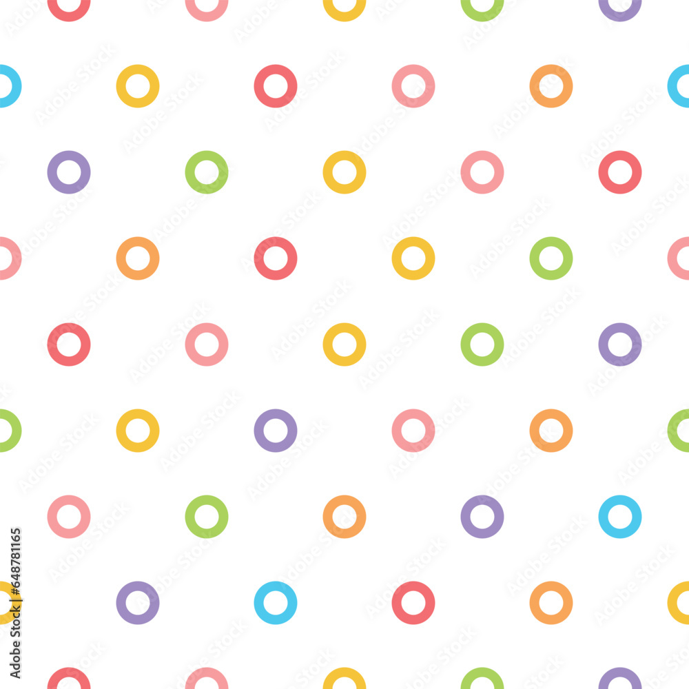 Colorful circle pattern vector illustration on white background. Colorful circle seamless pattern and texture background design. Repeat pattern and decoration.
