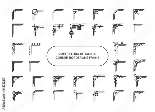 Set of Simple Floral Decorative Corner, Frames, Design elements, Border, Calligraphic, Decorative elements collection. Vector illustration.