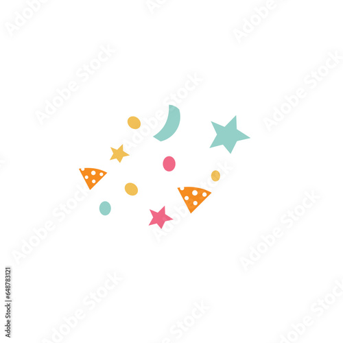 Fun colorful line doodle shape set. Creative minimalist style art symbol collection for children or party celebration with basic shapes. Simple upbeat childish drawing scribble decoration.