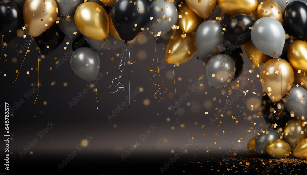 Beautiful Festive Background with Golden Balloons Beautiful Festive Background with Golden Balloons