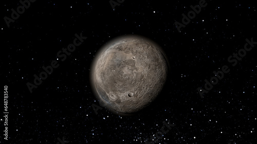 Planet ceres .3d Fictional planet with stars.