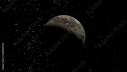 Planet ceres .3d Fictional planet with stars. photo