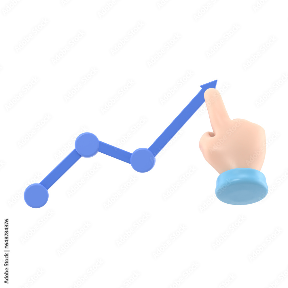 Increase sales. Diagram up. Businessman raises hand financial chart. 3d ...