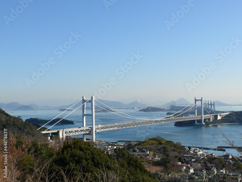 背景用画像。
瀬戸大橋と瀬戸内海国立公園。
倉敷市鷲羽山展望台から撮影。
上半面は余白として青空。