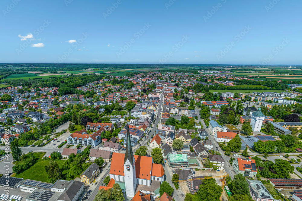 Ausblick auf die Stadt Schwabmünchen im südlichen Landkreis Augsburg