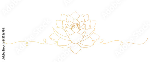 Lotus flower golden line art style. element vector
