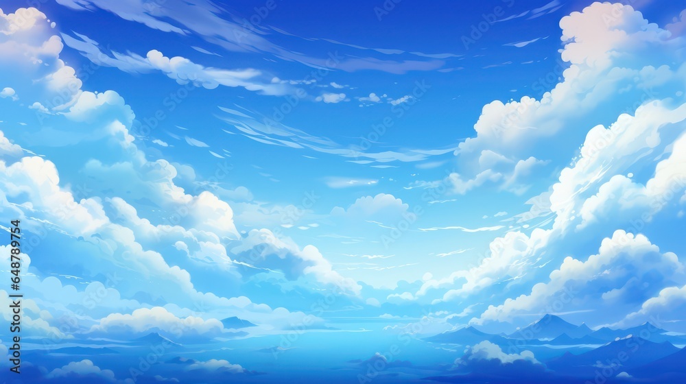 Obraz premium A playful blue sky rendered in the whimsical anime manner