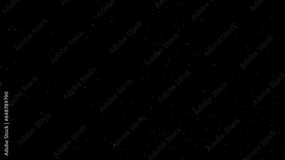 Glowing red glossy abstract starry sky illustration graphics background.