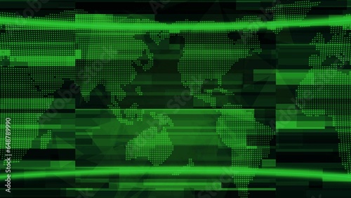 Glow green color variety for news presenters digital technology illustration background with world map background.