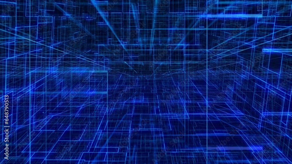 Futuristic dimension Grid line with Digital-Data background illustration of cyberspace design.