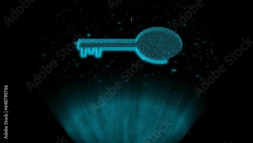 Futuristic glowing low polygonal pad lock key icon illustration background. © Think_About_Life