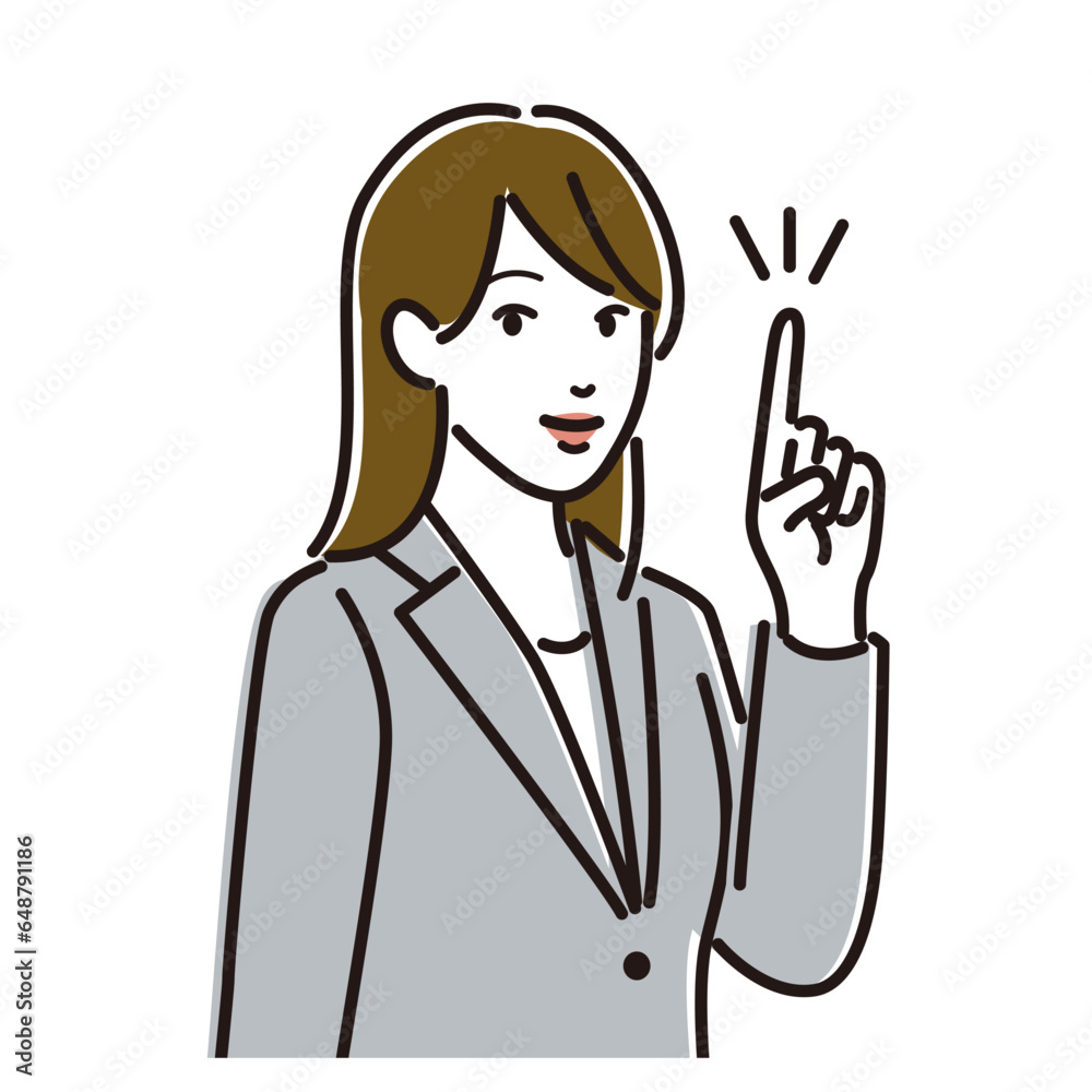 ポイントポーズの女性ビジネスパーソン ポイントポーズの女性ビジネスパーソン