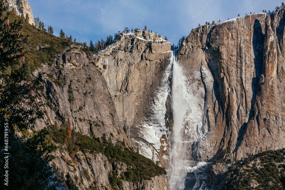 Frozen spray on Upper Yosemite Falls in Yosemite National Park. Frozen spray on Upper Yosemite Falls in Yosemite National Park.