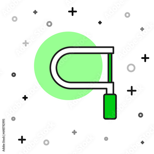 Filled outline Hacksaw icon isolated on white background. Metal saw for wood and metal. Vector