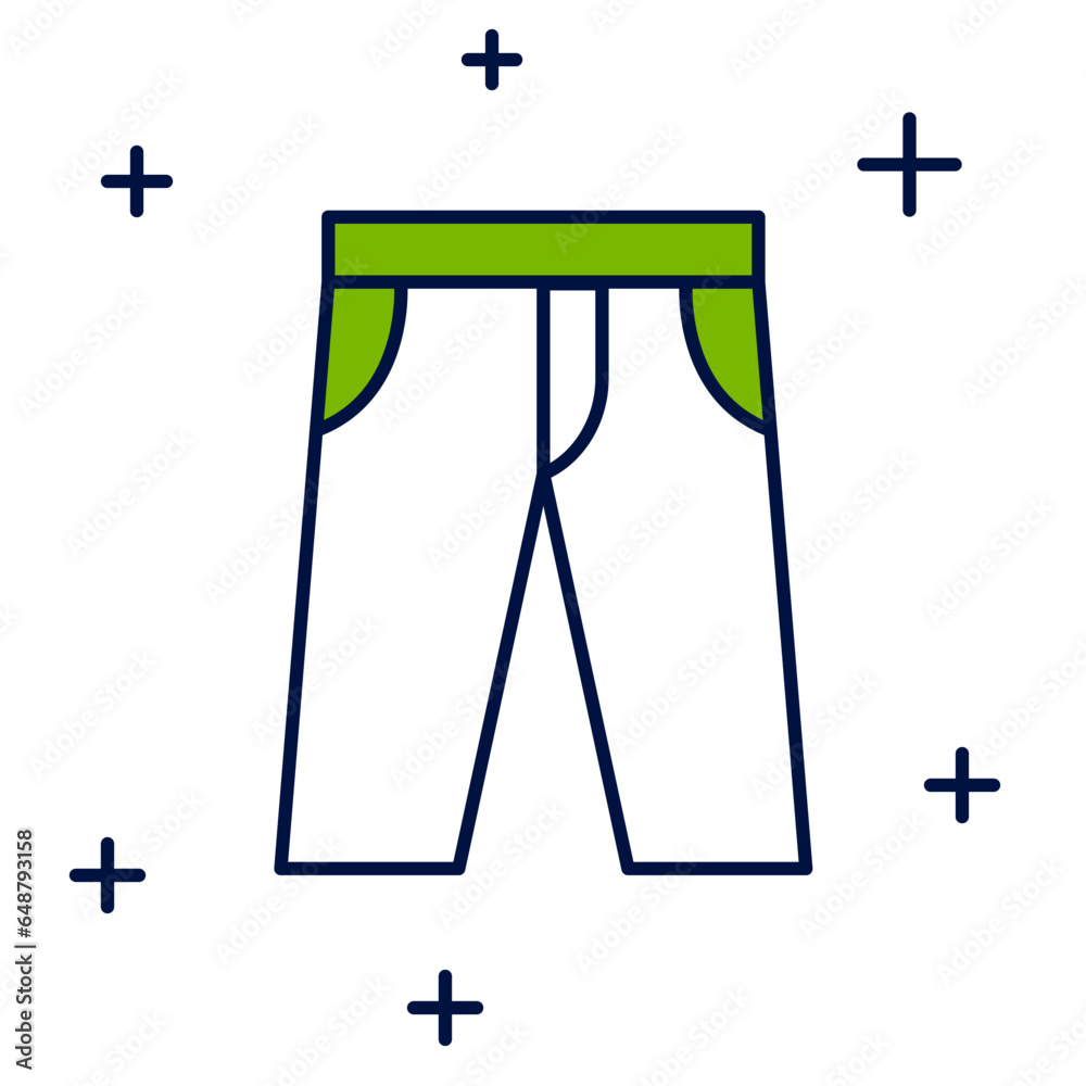Filled outline Pants icon isolated on white background. Trousers sign. Vector Filled outline Pants icon isolated on white background. Trousers sign. Vector