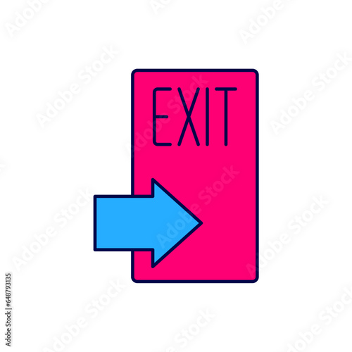 Filled outline Fire exit icon isolated on white background. Fire emergency icon. Vector