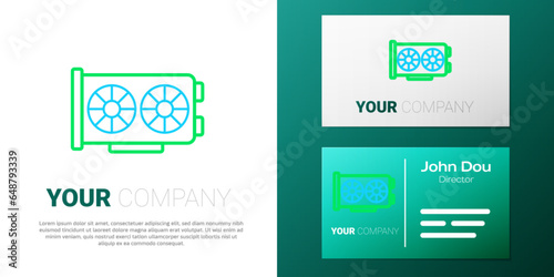 Line Video graphic card icon isolated on white background. Colorful outline concept. Vector