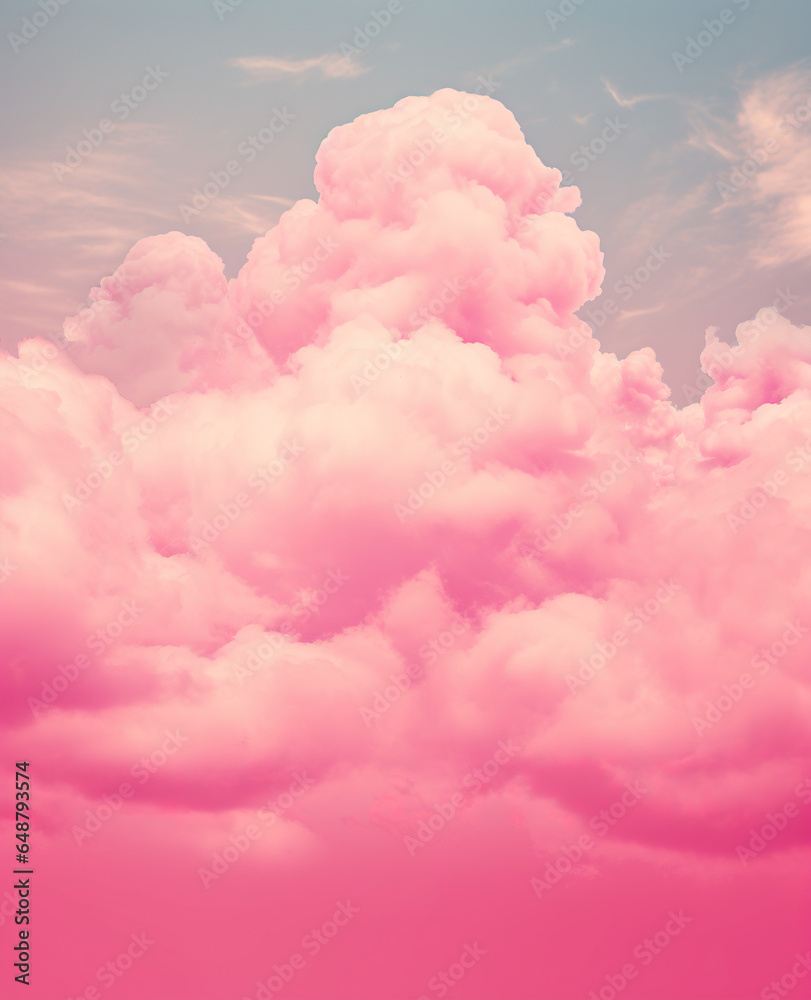 dreamy illustration with pastel pink and blue clouds