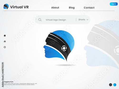 Virtual Vr logo logo design. Virtual logo. Business. Technology. Finance. Colorful virtual. Reality. World. Modern. Human head. Brain. Creative