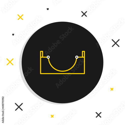 Line Skate park icon isolated on white background. Set of ramp, roller, stairs for a skatepark. Extreme sport. Colorful outline concept. Vector