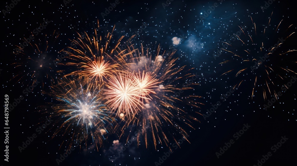 A spectacular fireworks display marks the New Year's celebration A spectacular fireworks display marks the New Year's celebration