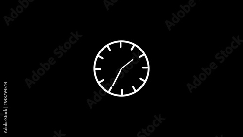 white clock on black background clock icon in flat style illustration.