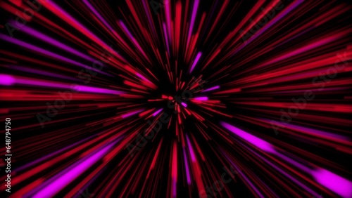 Red color optical fiber rays speedily running illustration background.
