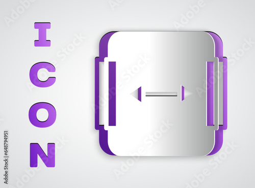 Paper cut Area measurement icon isolated on grey background. Paper art style. Vector