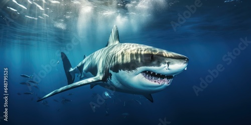 Great White Shark Majesty in Blue Waters © sitifatimah