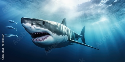 Intimidating Great White Shark in the Ocean © sitifatimah