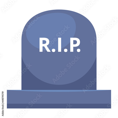 Vector grave rip icon in cartoon style isolated on white background death symbol