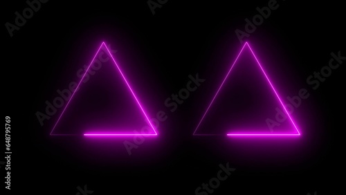 Neon abstract geometric triangle shape illustration background.