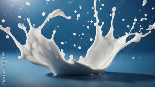 Milk splash dark blue background generated by AI © Foyez Ullah