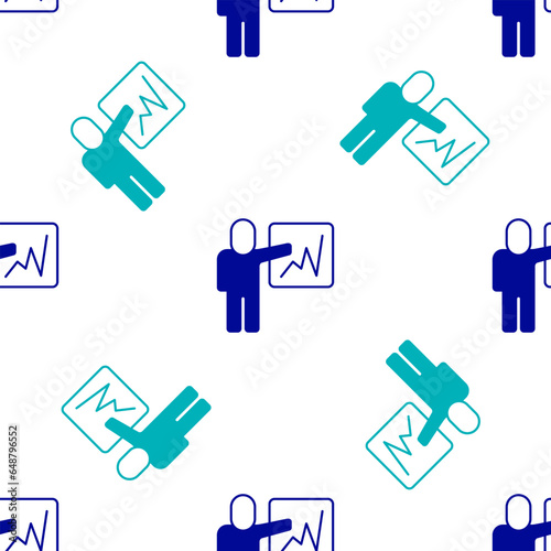 Blue Leader of a team of executives icon isolated seamless pattern on white background. Vector © Kostiantyn