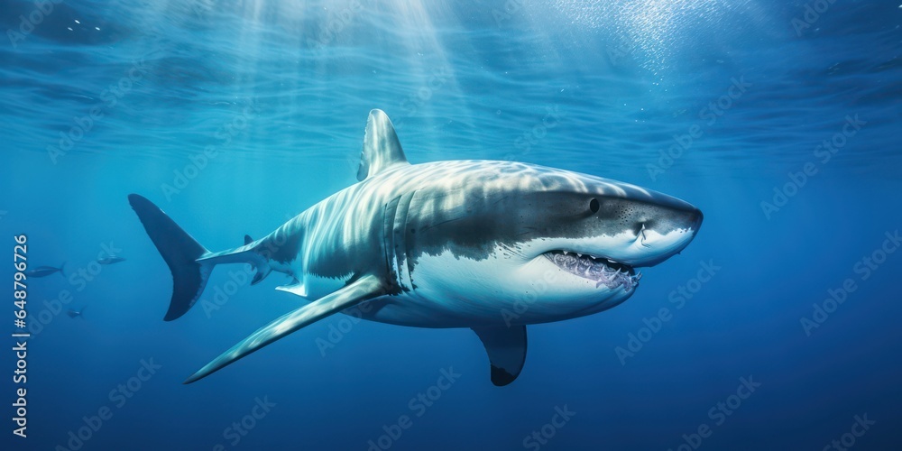 Fototapeta premium Great White Shark Majesty in Blue Waters