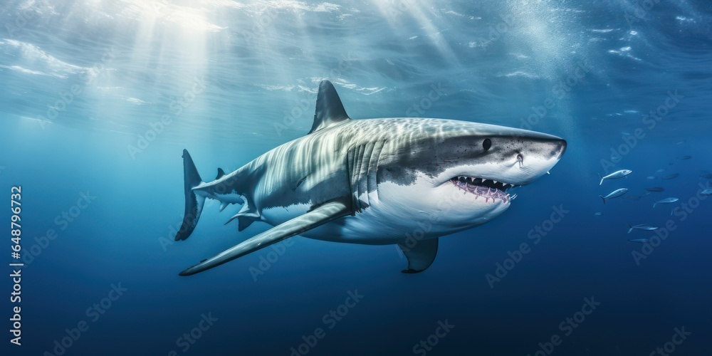 Spectacular Great White Shark in Azure Seas