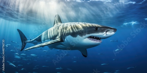Spectacular Great White Shark in Azure Seas © sitifatimah