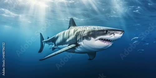 Spectacular Great White Shark in Azure Seas © sitifatimah