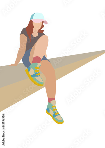 girl sitting on the parapet