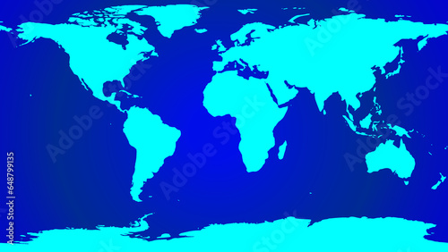 World map and world ocean. World map illustration. World map on Blue background. Earth map on isolated background.