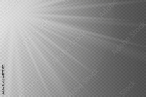 Special lens flash, light effect. Flash flashes beams and spotlight. White glowing light. Beautiful star Light from the rays. On a transparent background.
