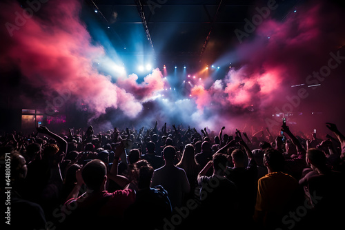 A vibrant image of a music festival scene with colorful lights, cheering crowds, and musicians on stage, capturing the excitement and energy of celebrating International Music Day