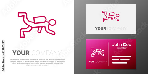 Logotype line Scuba diver icon isolated on white background. Logo design template element. Vector