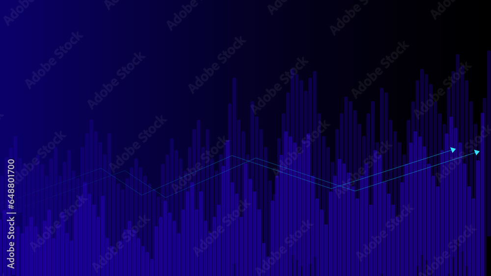 blue color audio equalizer on black background. sound wave illustration Background