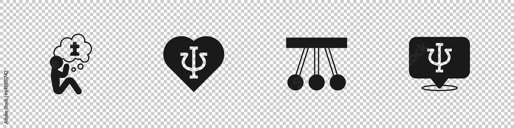 Set Man graves funeral sorrow, Psychology, Psi, Pendulum and icon. Vector Set Man graves funeral sorrow, Psychology, Psi, Pendulum and icon. Vector