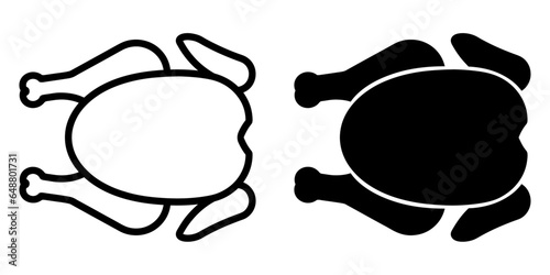 ofvs466 OutlineFilledVectorSign ofvs - roast chicken vector icon . top view . isolated transparent . black outline and filled version . AI 10 / EPS 10 / PNG . g11809