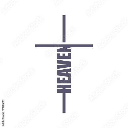 Heaven word in the shape of a cross. Christian, religious and churh typography concept. Design with christian icon heaven.