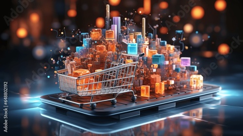 The internet commerce of goods and services, using platforms and apps.