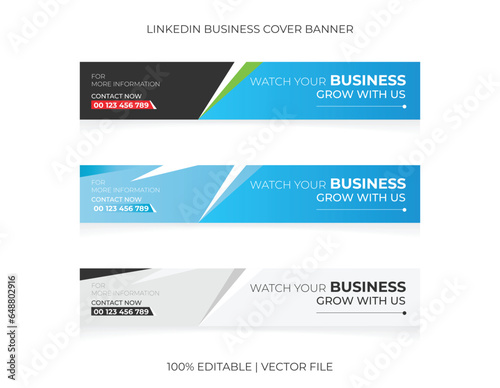 linkedin business cover banner template eps vector file set collection